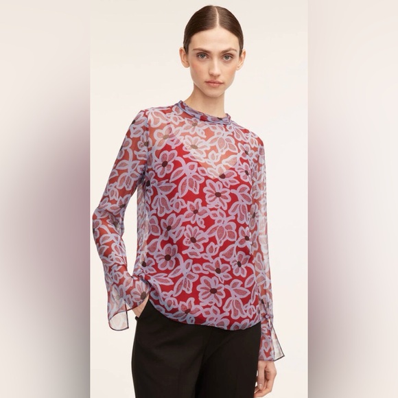 Rebecca Taylor Tops - Rebecca Taylor Vera Fleur Mock Neck Blouse